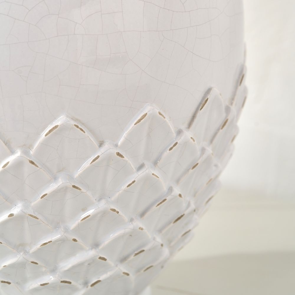 Willow White Leaf Detail Stoneware Vase