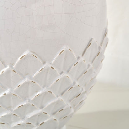 Willow White Leaf Detail Stoneware Vase