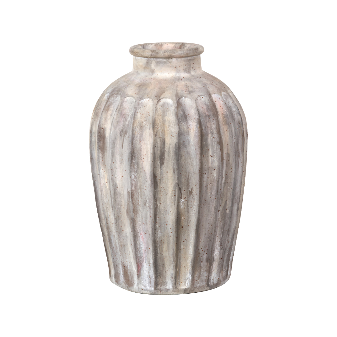 Ambrosia Natural Grooved Stoneware Vase
