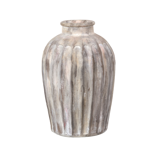 Ambrosia Natural Grooved Stoneware Vase