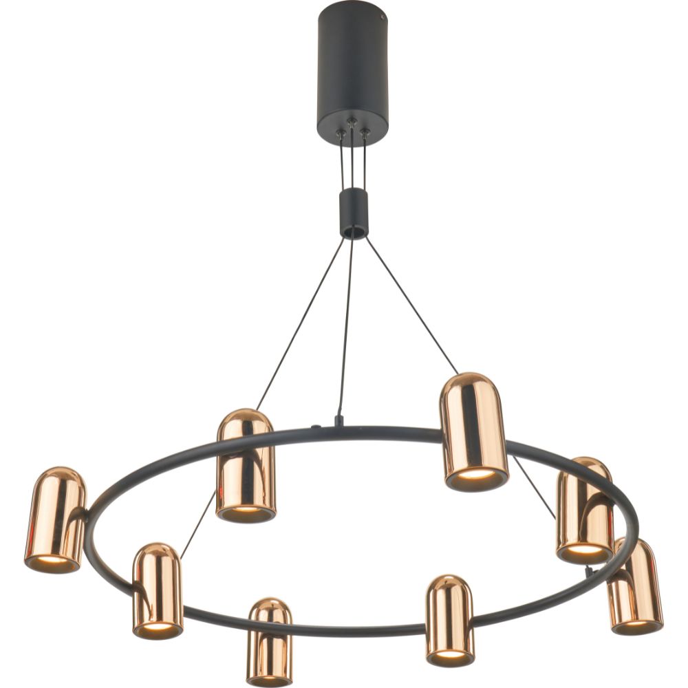 Xena Black and Rose Gold Metal 8 Light LED Pendant