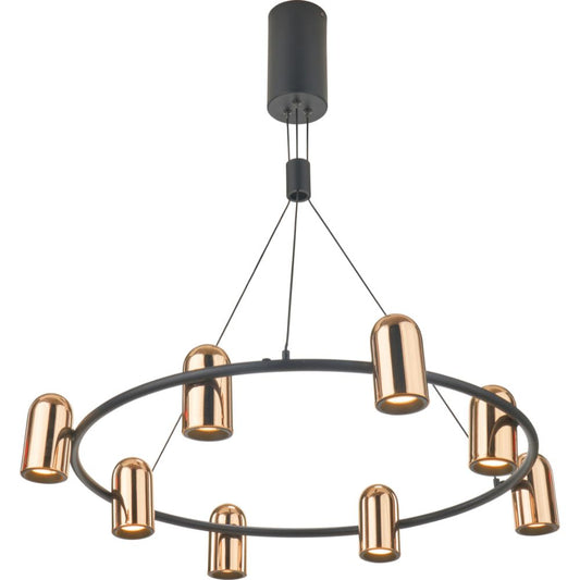 Xena Black and Rose Gold Metal 8 Light LED Pendant