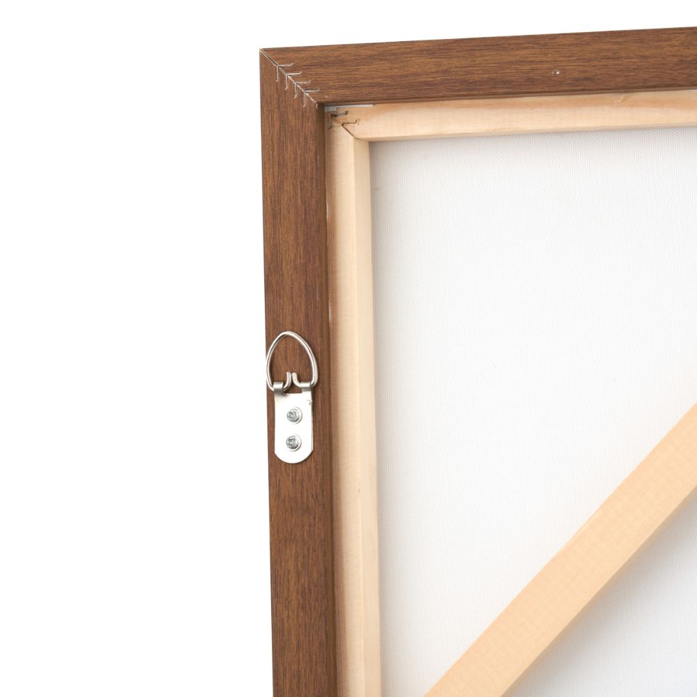 Abstract Canvas Natural and White with Natural Frame Large