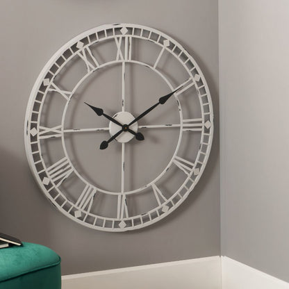 Metal Antique Grey Round Wall Clock Large
