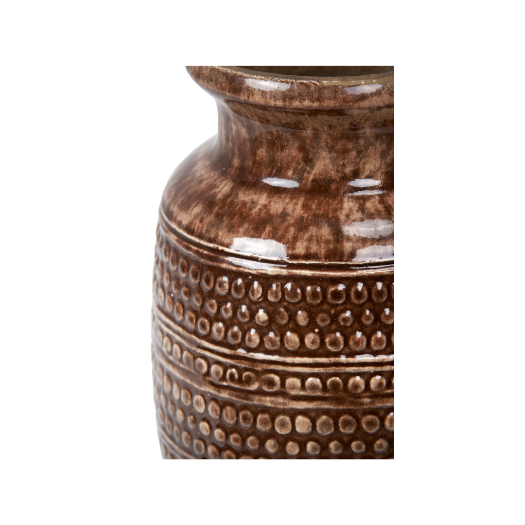 Theano Dot Design Brown Glaze Vase