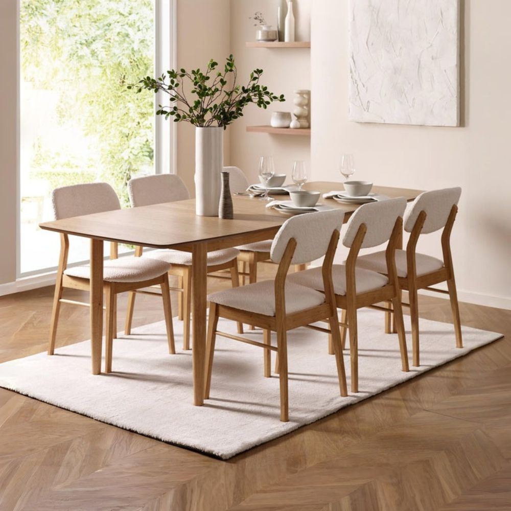 Theia White Boucle Upholstered Dining Chairs (Set of 2 )