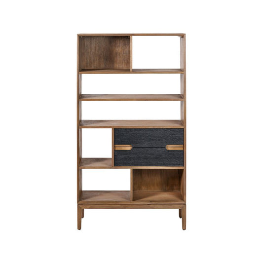 Gio Acacia Wood 2 Drawer 7 Niche Shelf Unit