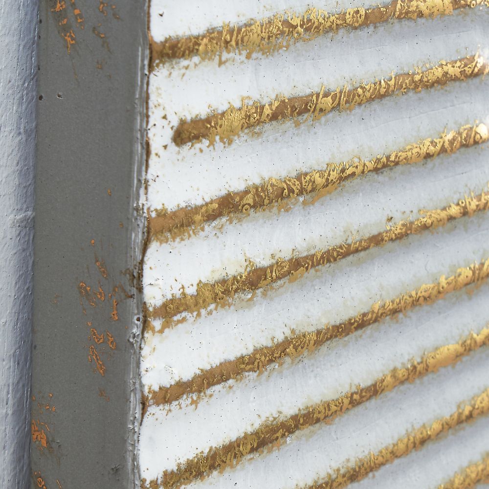 Textured Metal Antique White and Gold Wall Art