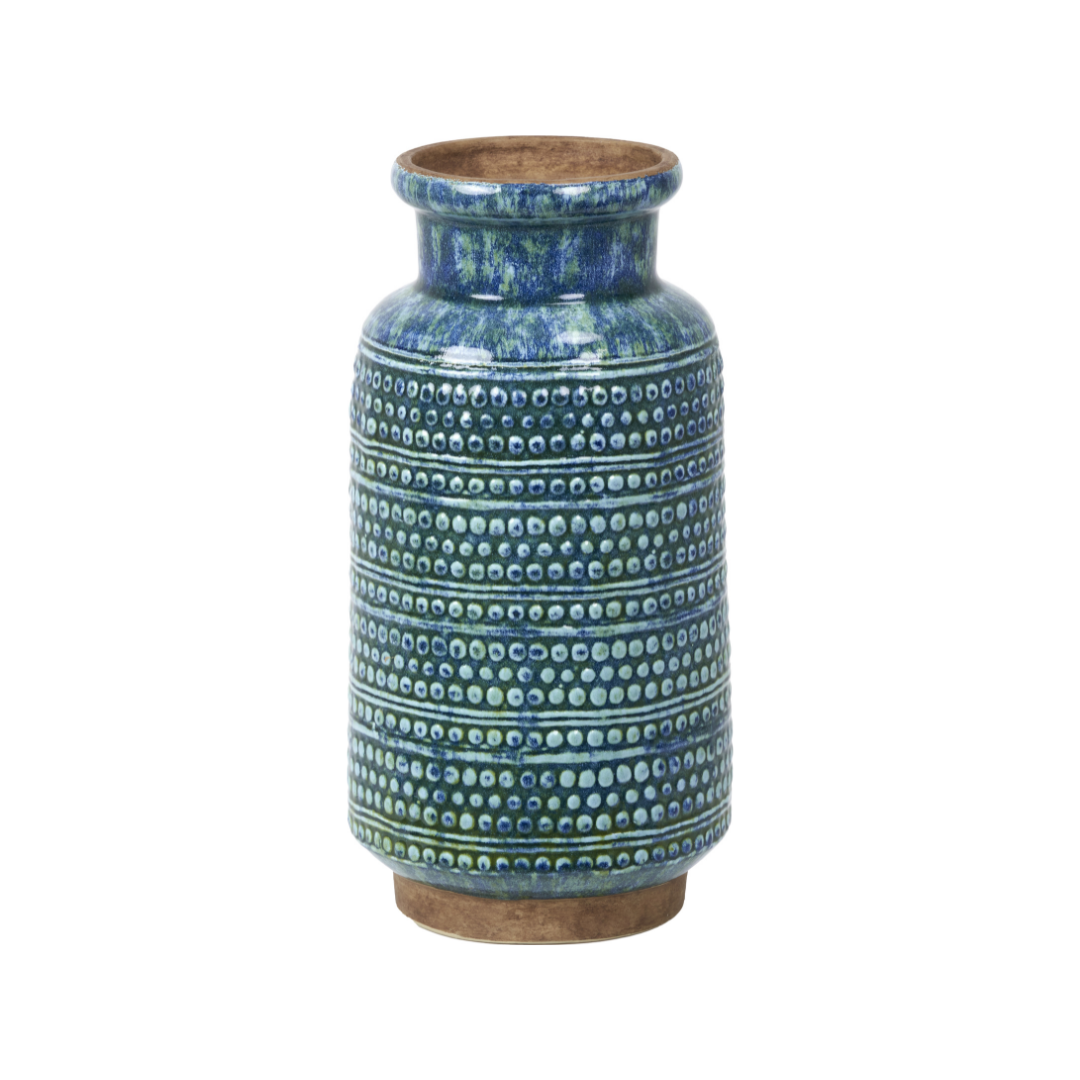 Theano Dot Design Blue Glaze Vase