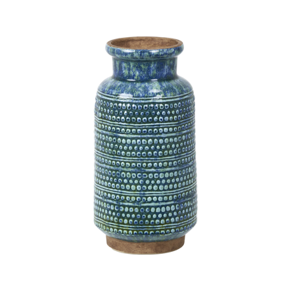 Theano Dot Design Blue Glaze Vase