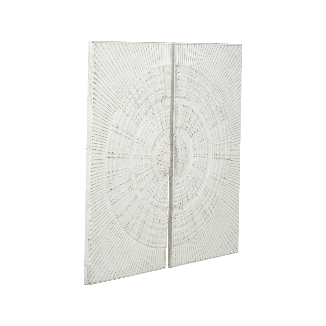 Antique White Moulded Metal Circle Wall Art