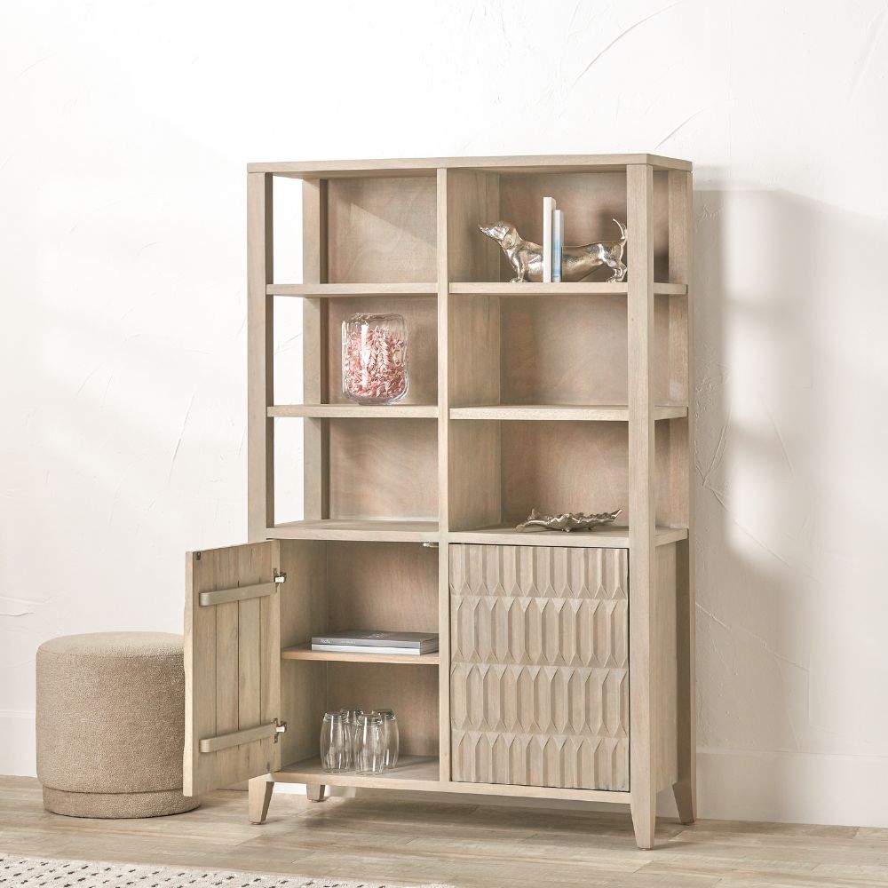 Khao Mango Wood 2 Door 6 Niche Shelf Unit