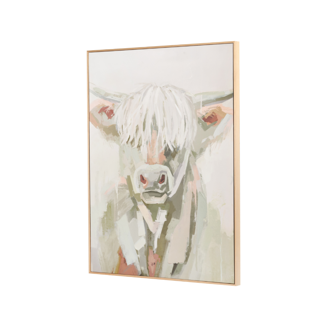Sage and Naturals Highland Cow Canvas with Natural Frame