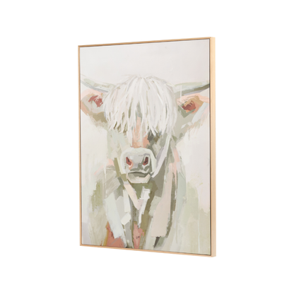 Sage and Naturals Highland Cow Canvas with Natural Frame