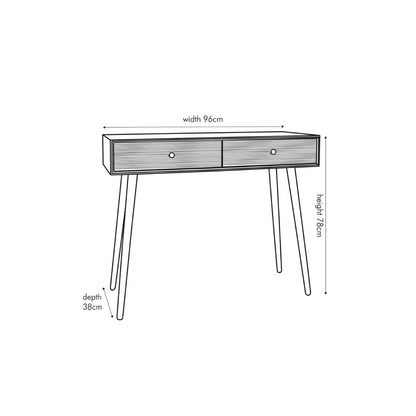 Chaya Pine Wood 2 Drawer Console Table