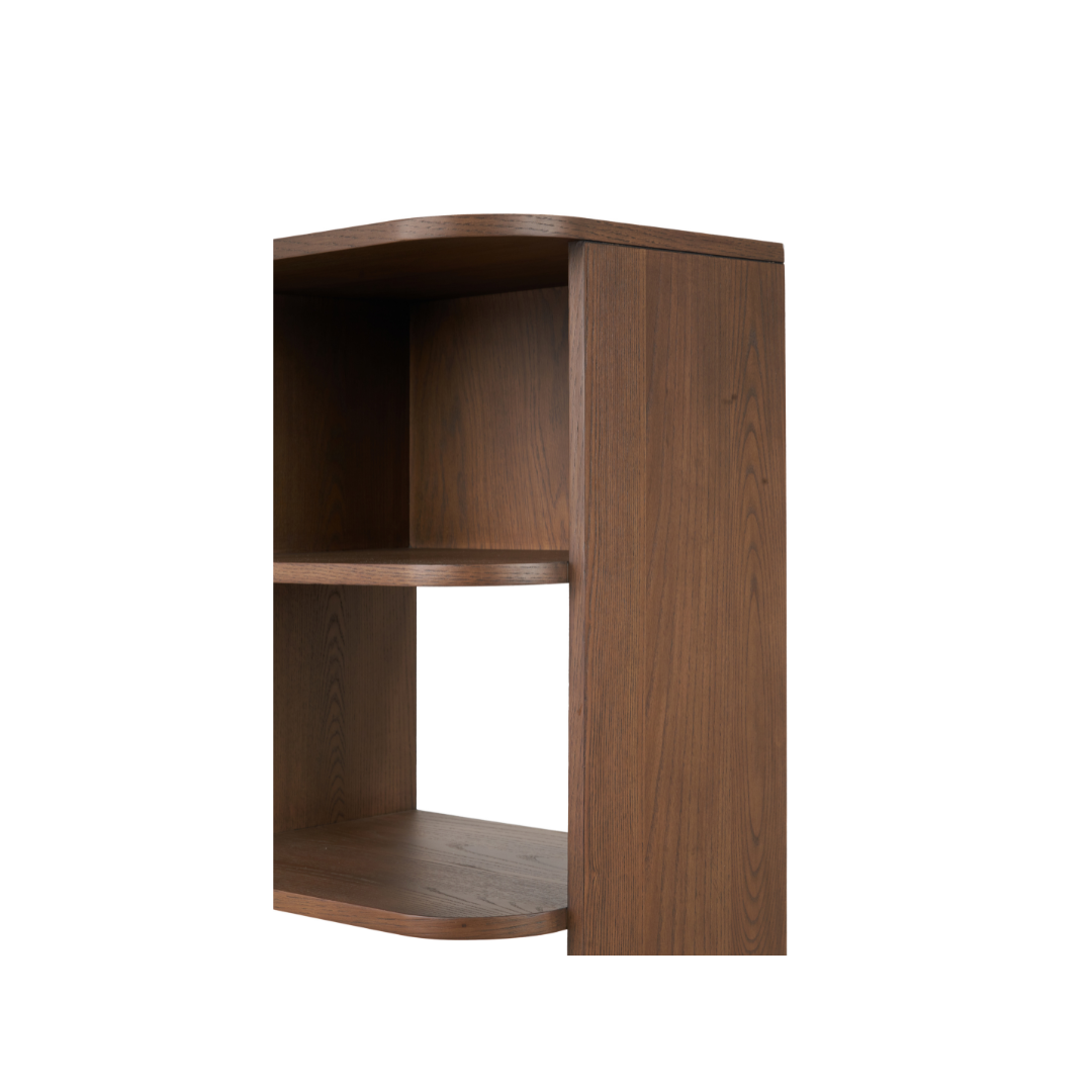 Elias Dark Ash Wood Retro Shelf Unit