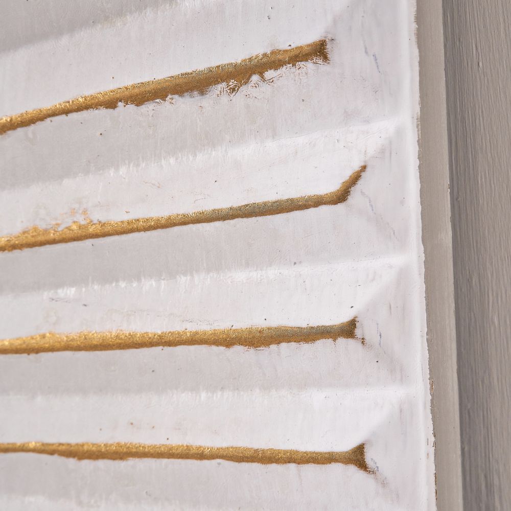 Metal White and Gold Sunburst Wall Art