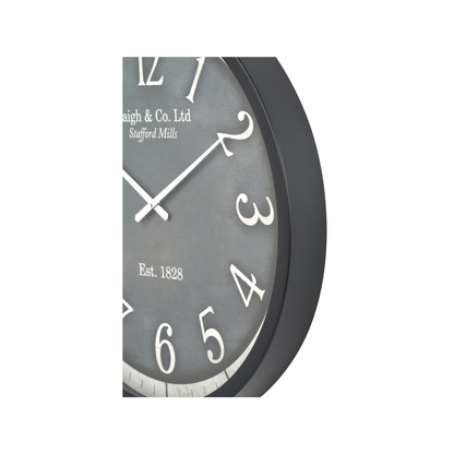 Black Wood Effect Black Faced Round Wall Clock