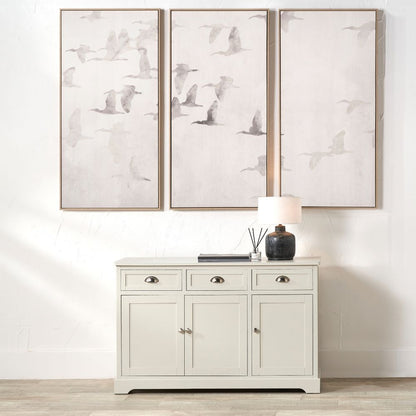 Birds Canvases Natural and White with Natural Frames (Set of 3)