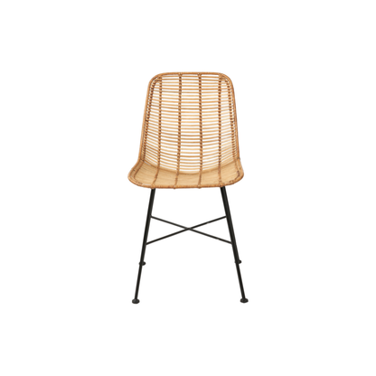 Rattan Core and Black Metal Dining Chair