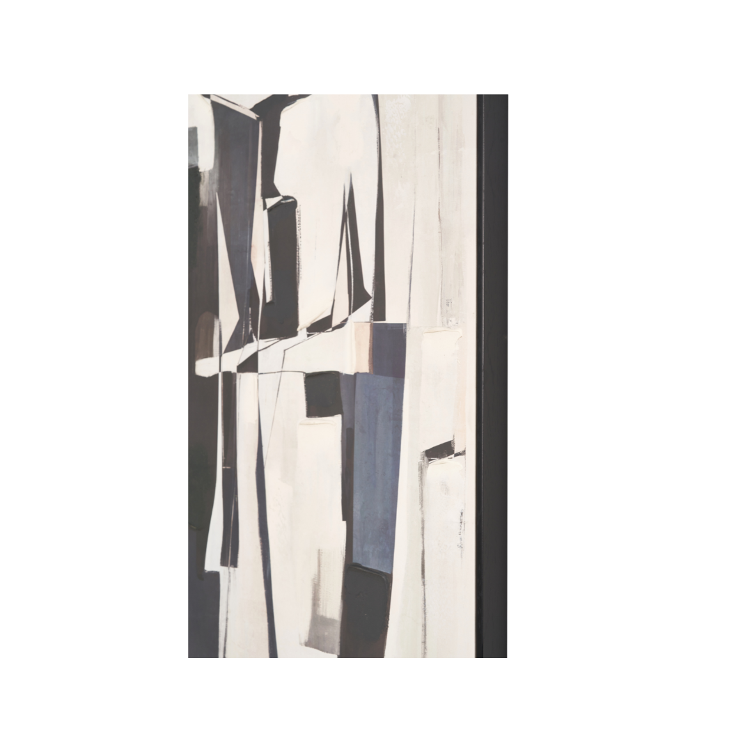 Monochrome Abstract People Canvas with Black Frame