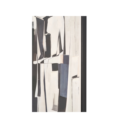Monochrome Abstract People Canvas with Black Frame
