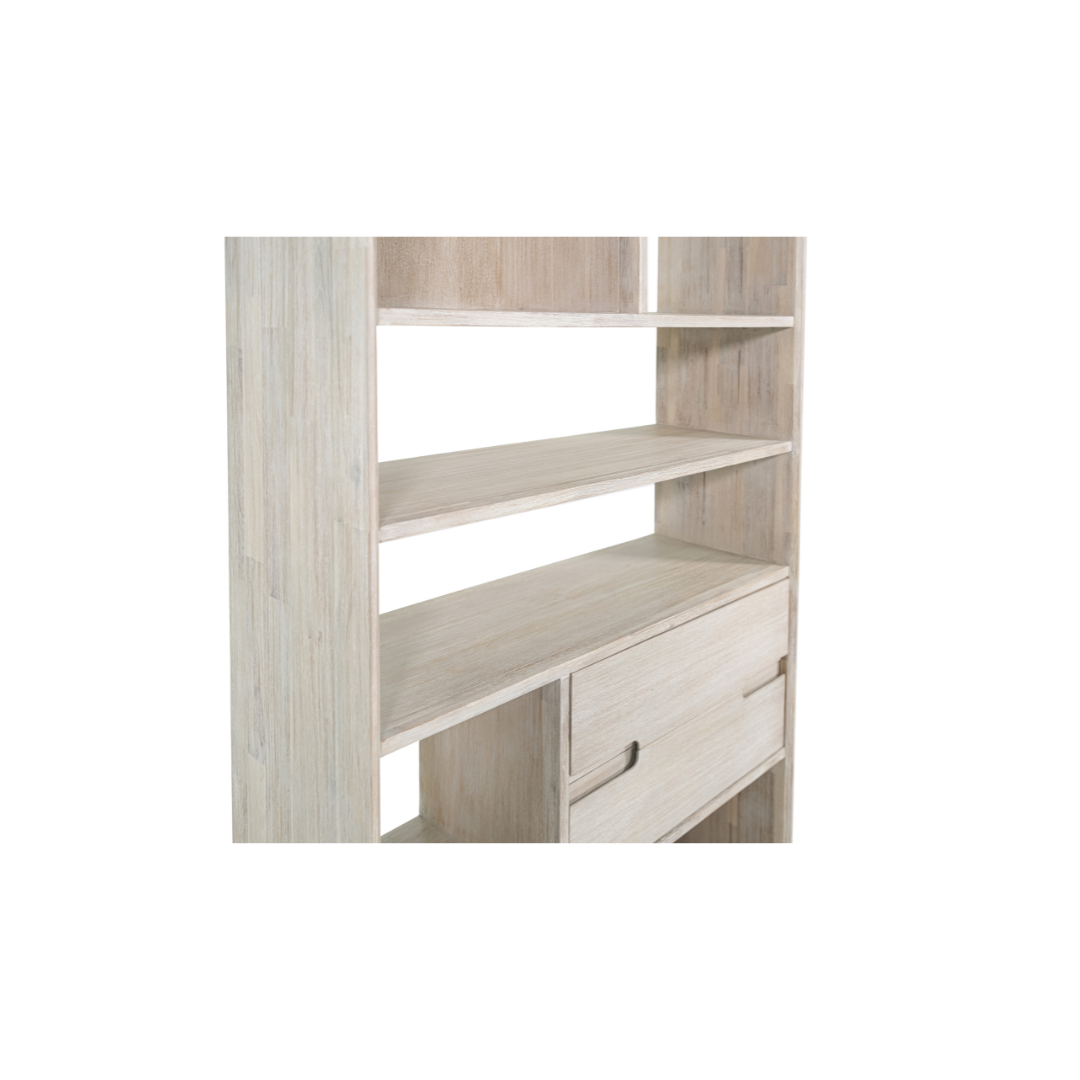 Gio White Sand Acacia Wood Shelf Unit
