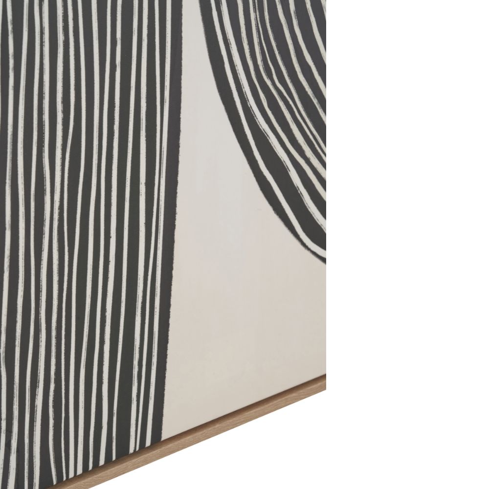Abstract Canvas Black and Cream with Natural Frame