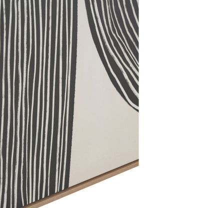 Abstract Canvas Black and Cream with Natural Frame