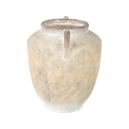Natural Textured Fibrestone Decorative Vase with Handles
