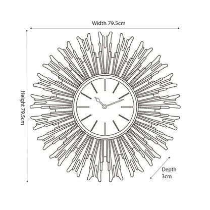 Metal Gold and Black Face Starburst Wall Clock