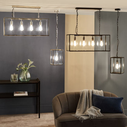 Llewellyn Silver Metal and Glass Four Bulb Pendant