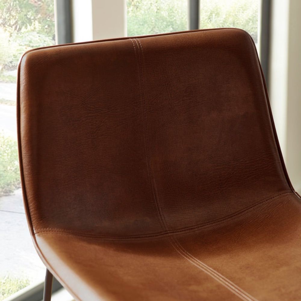 Joren Tan Brown PU Leather Bar Stools (Set of 2)