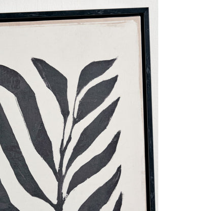 Canvases Black Leaf Print with Black Frames (Set of 2)