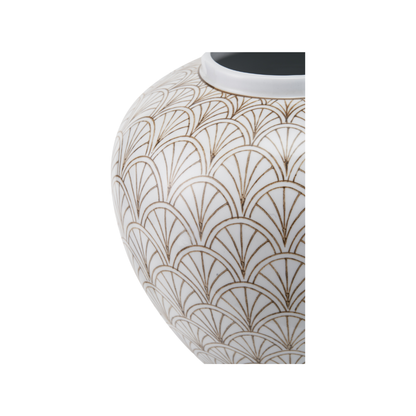Barbier White Art Deco Fan Ceramic Vase