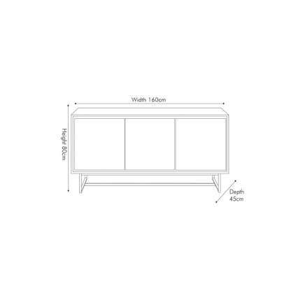 Marca Sand Wash Acacia Wood 3 Door Sideboard