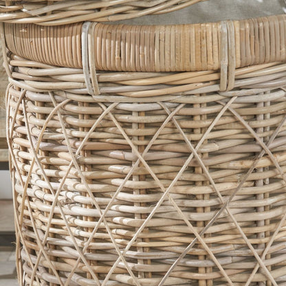 Rattan Brown Round Linen Basket