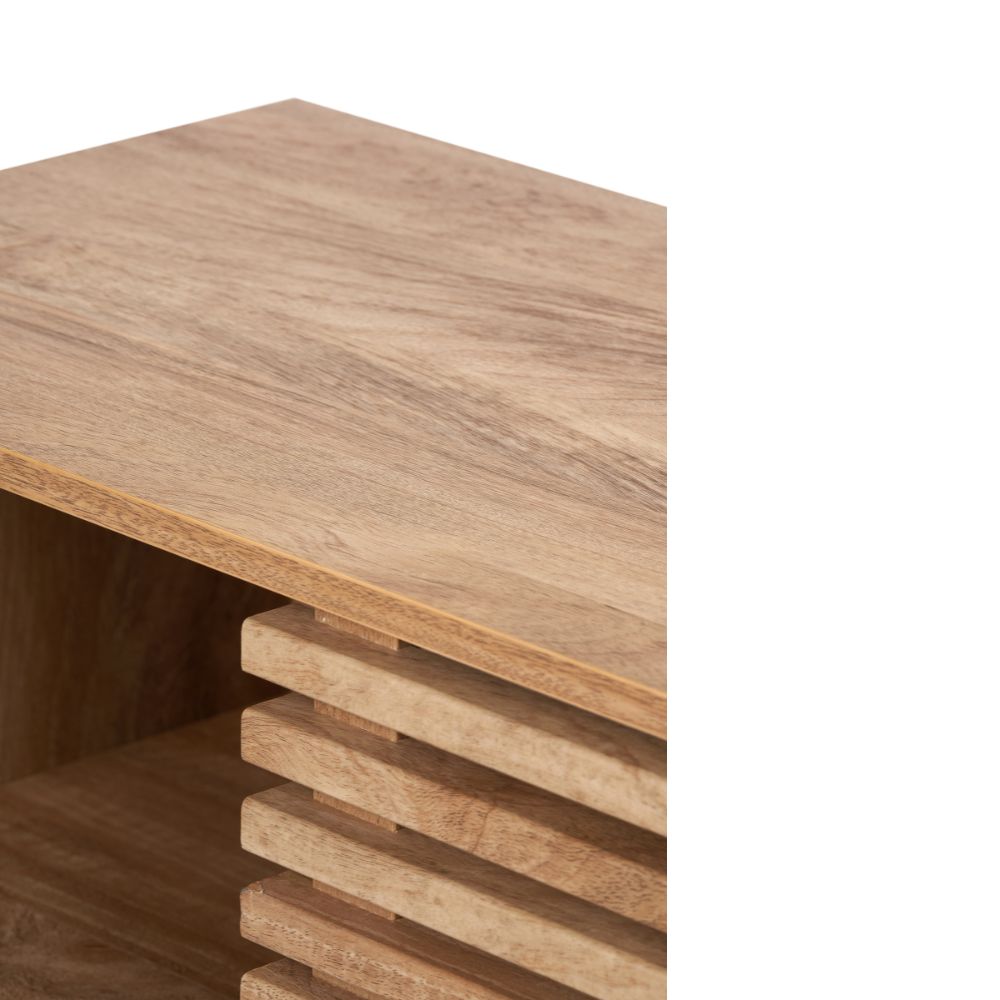 Larvik Natural Eucalyptus Wood 2 Door 2 Shelf Unit