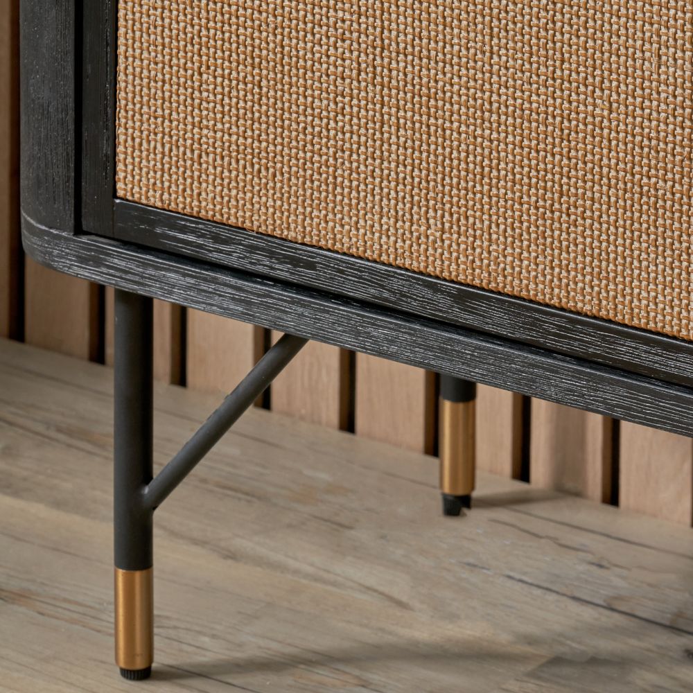 Fiji Black Acacia Wood 2 Door 6 Niche Display Cabinet