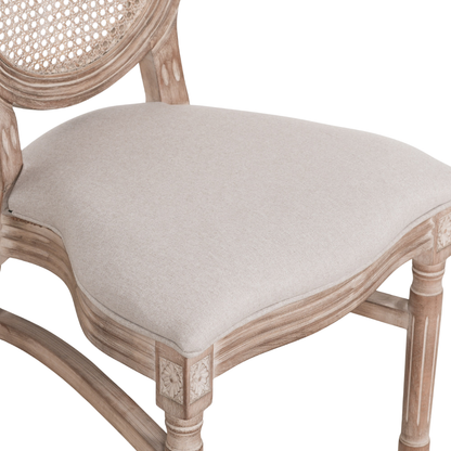 Louis Birch Wood Upholstered Dining Chair