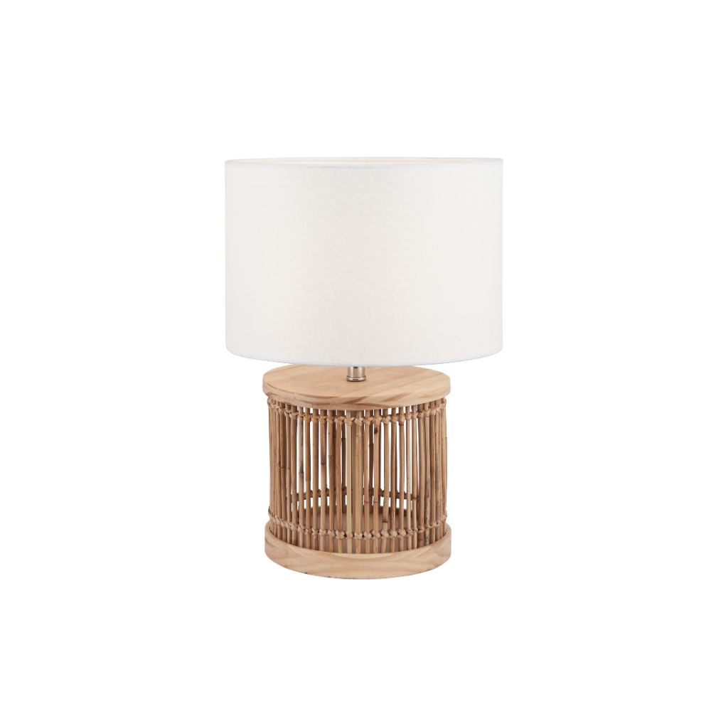 Sorbus Ribbed Table Lamp | Coconut Detailing with White Jute Shade ...