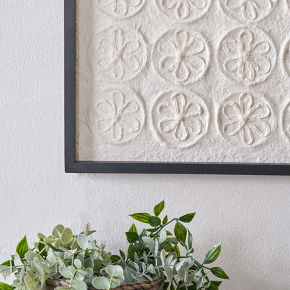Natural Paper Circular Pattern Design with Black Frames (Set of 2)