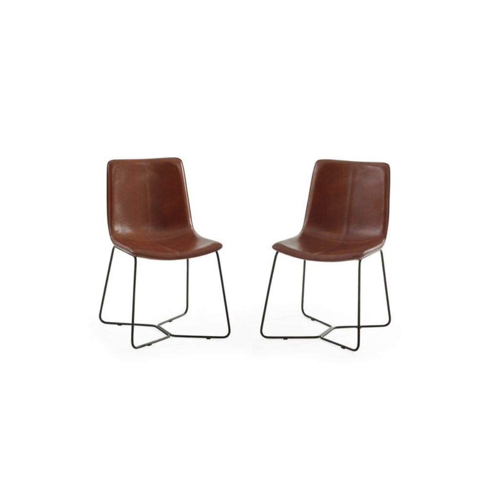 Joren Tan Brown PU Leather Dining Chair (Set of 2)