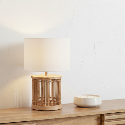 Sorbus Natural Ribbed Small Table Lamp