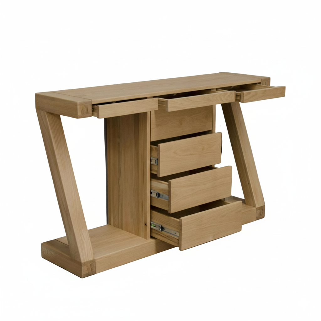 Z Solid Oak Wide Drawer Console Table