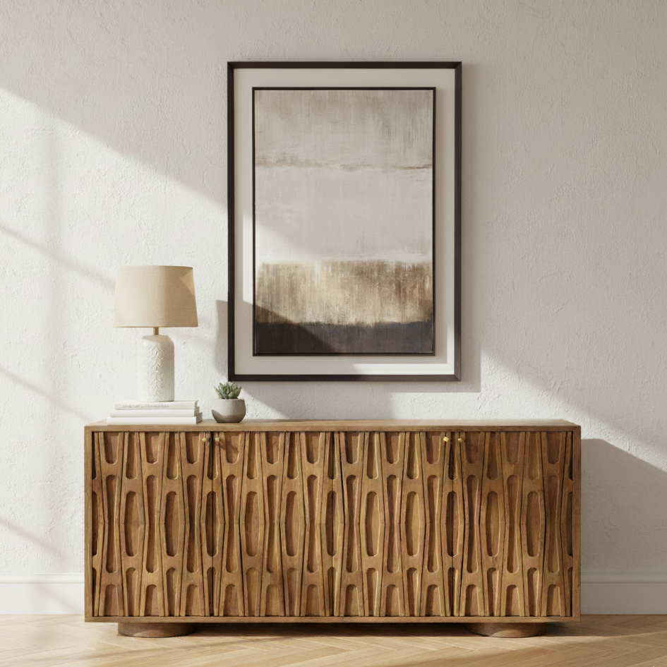 Aranya Solid Wood 4 Door Retro Carved Sideboard