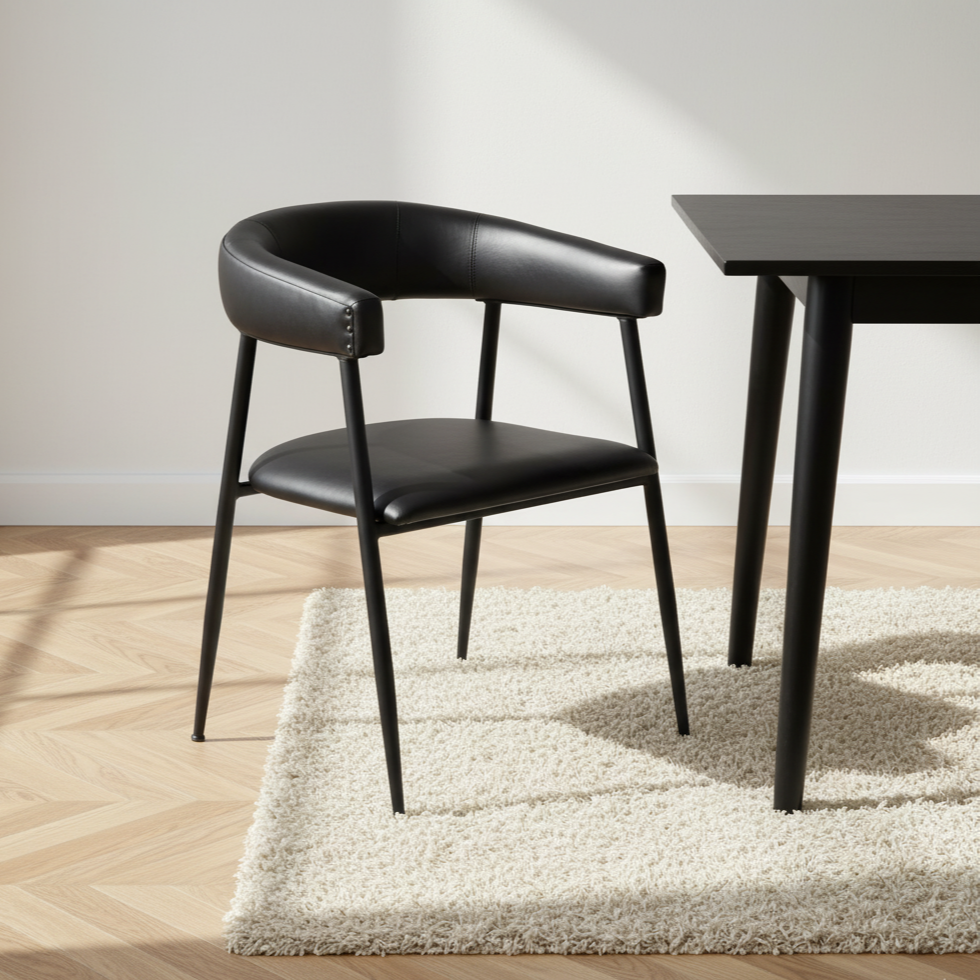 Churchill Leather Charcoal Dining Chairs (Set of 2)