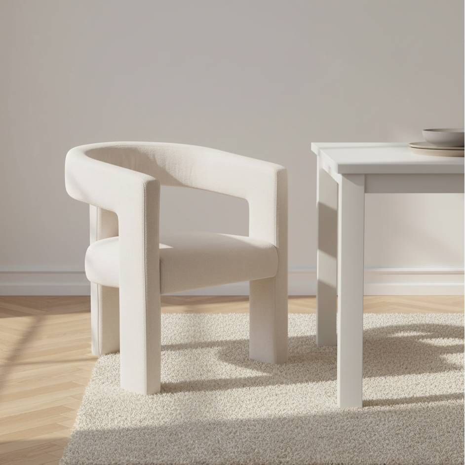 Elara Cream Chenille Upholstered Dining Chair