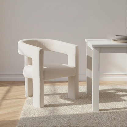 Elara Cream Chenille Upholstered Dining Chair