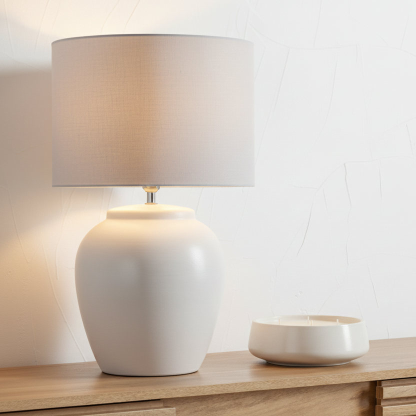 Rhodes Ceramic White Table Lamp